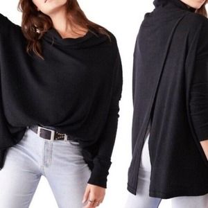 NWT Free People Womens Juicy Long Sleeve Top Surplice Back Size M Black